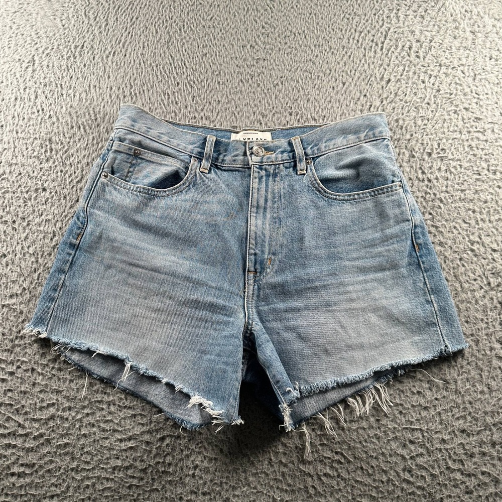 SLVRLAKE Jean Shorts Womens 28 Light Wash High Rise Raw Hem Cutoff Distressed